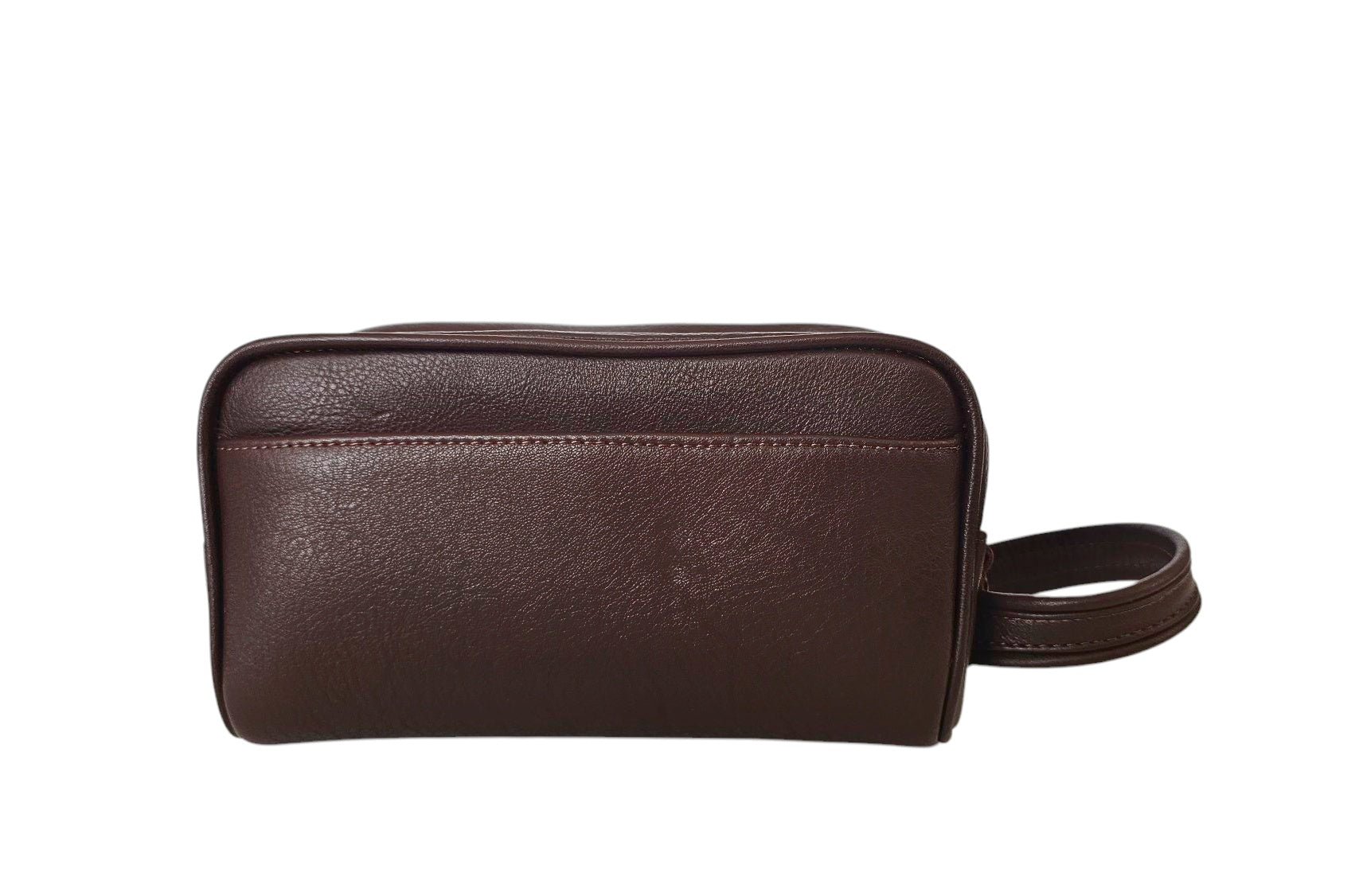 The Executive Double Zip Toiletry Bag - Dark Brown by MBH Leather, product view 1