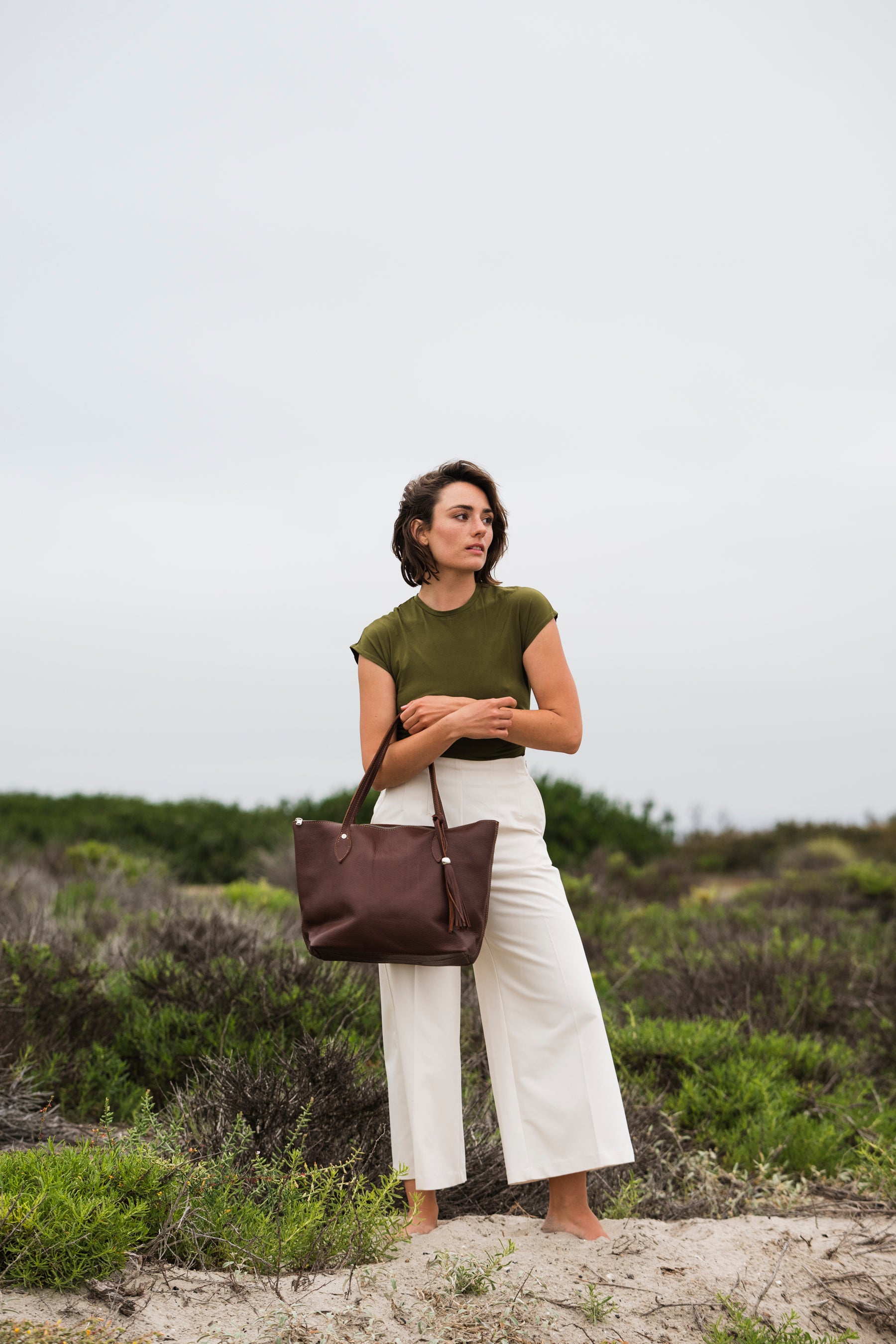 The Florentine Tote Bag- Brown by MBH Leather, product view 3