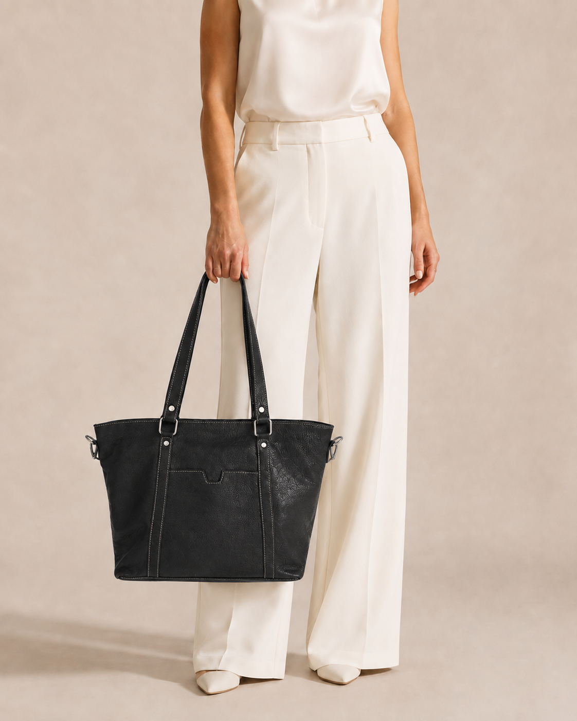 The Icon Leather Tote Bag - Black by MBH Leather, product view 1