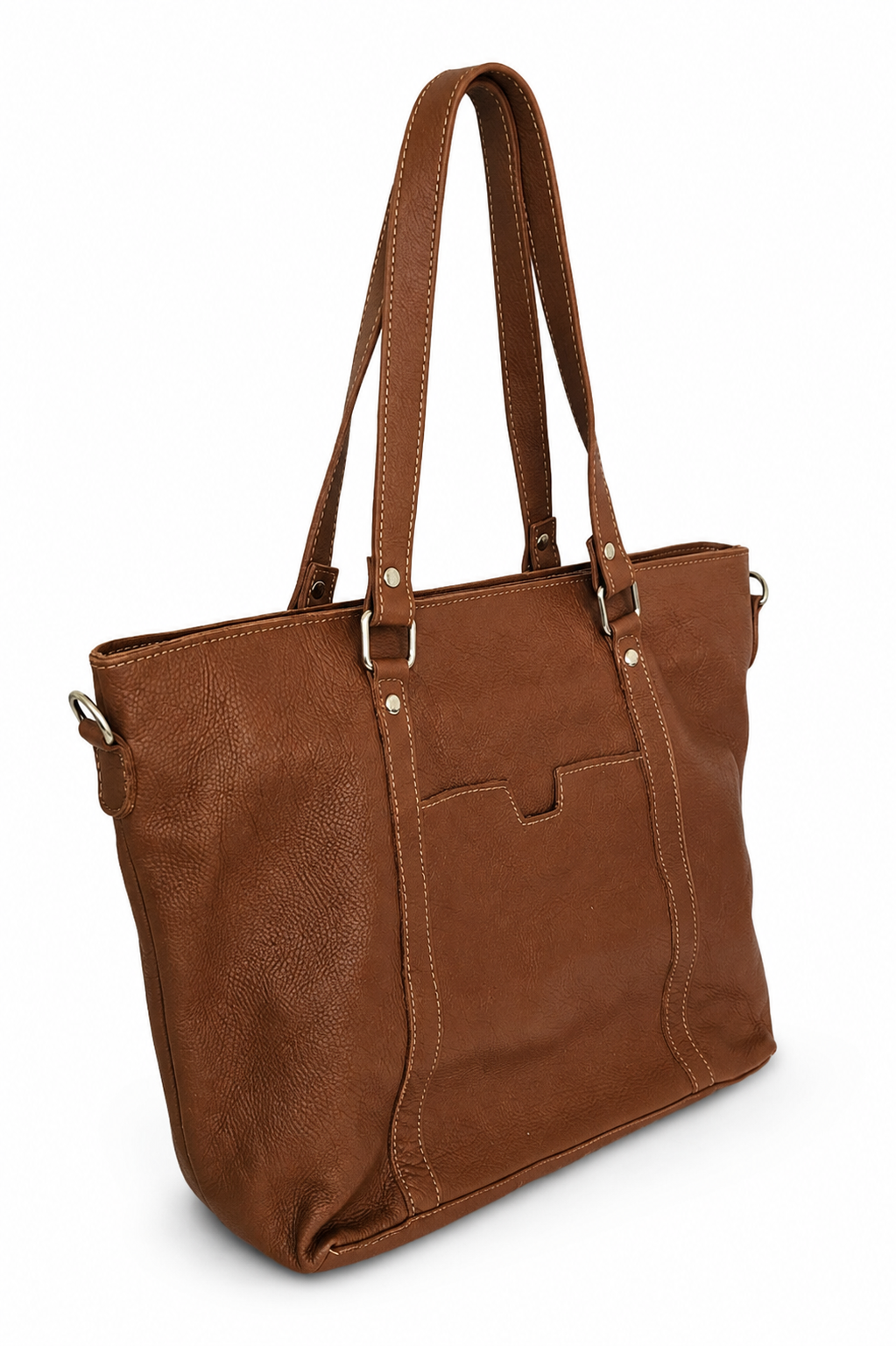 The Icon spacious leather laptop tote bag with exterior pockets and crossbody strap