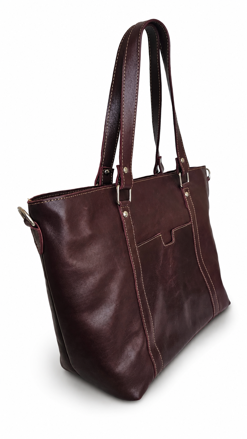 The Icon Leather Tote Bag - Burgundy by MBH Leather, product view 2