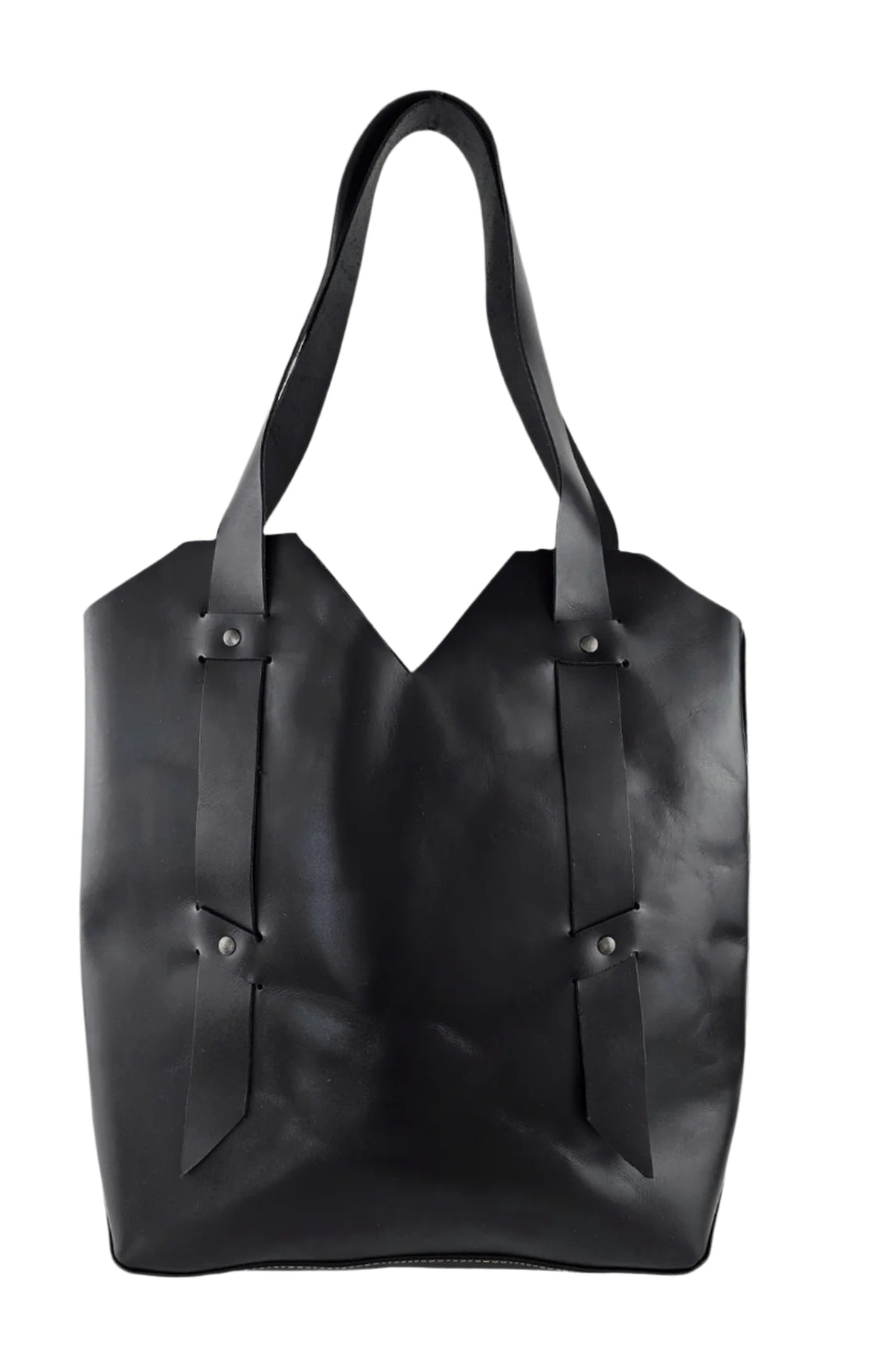 large black leather tote bag for women