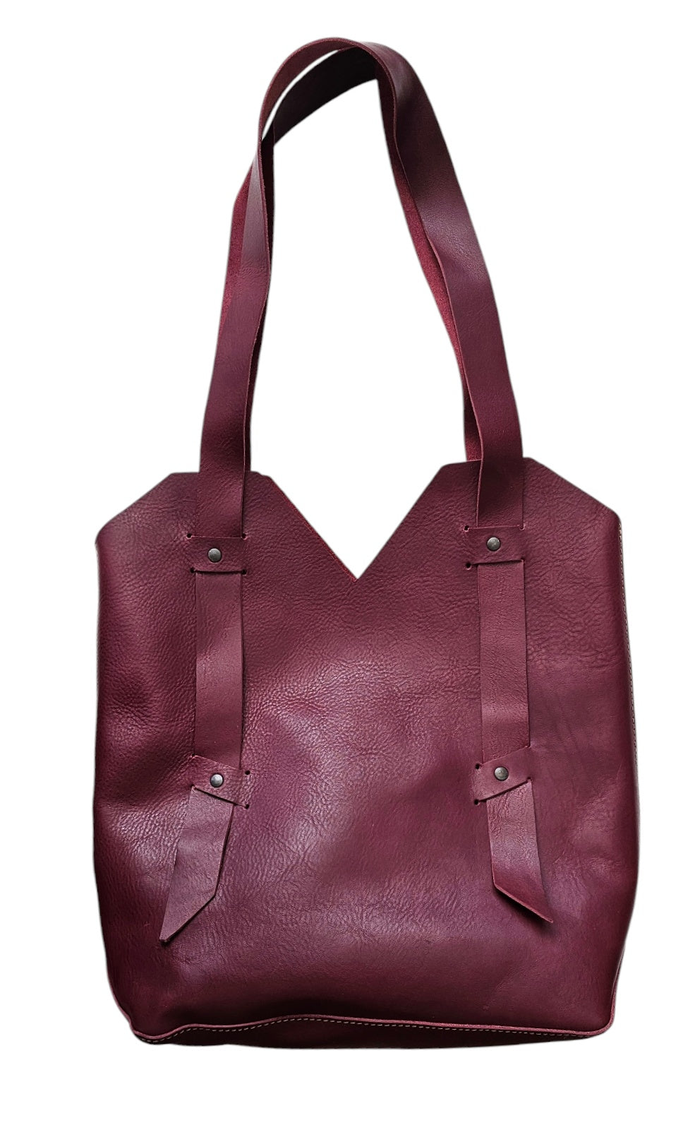 The Linear Tote Bag - Merlot by MBH Leather, product view 1