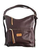 The Luxe Carryall Backpack and Shoulder Bag - Chestnut by MBH Leather, product view 3