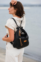 The Luxe Carryall Backpack and Shoulder Bag - Chestnut by MBH Leather, product view 5