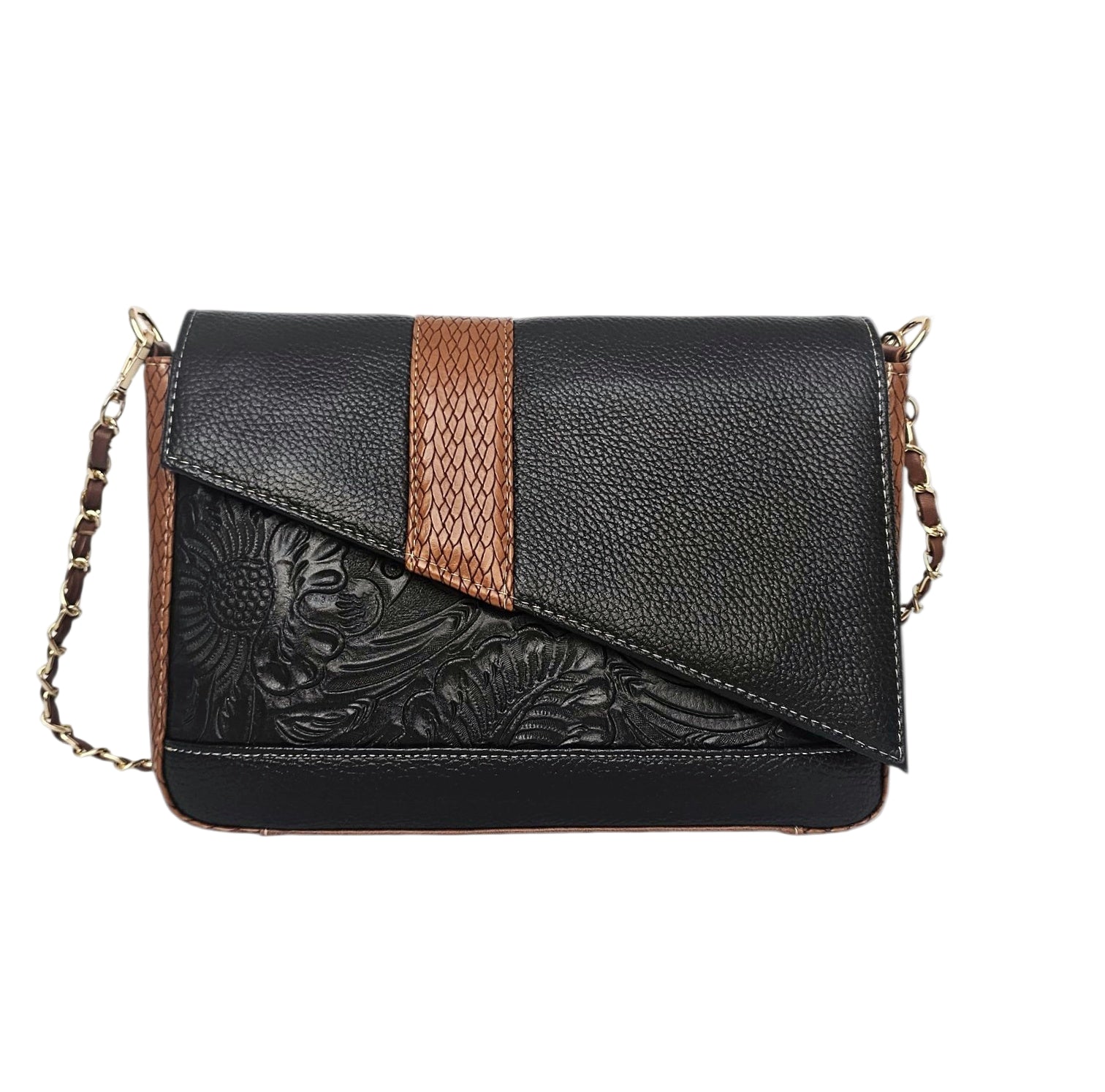 The Marquesa Crossbody Bag - Brown by MBH Leather, product view 1