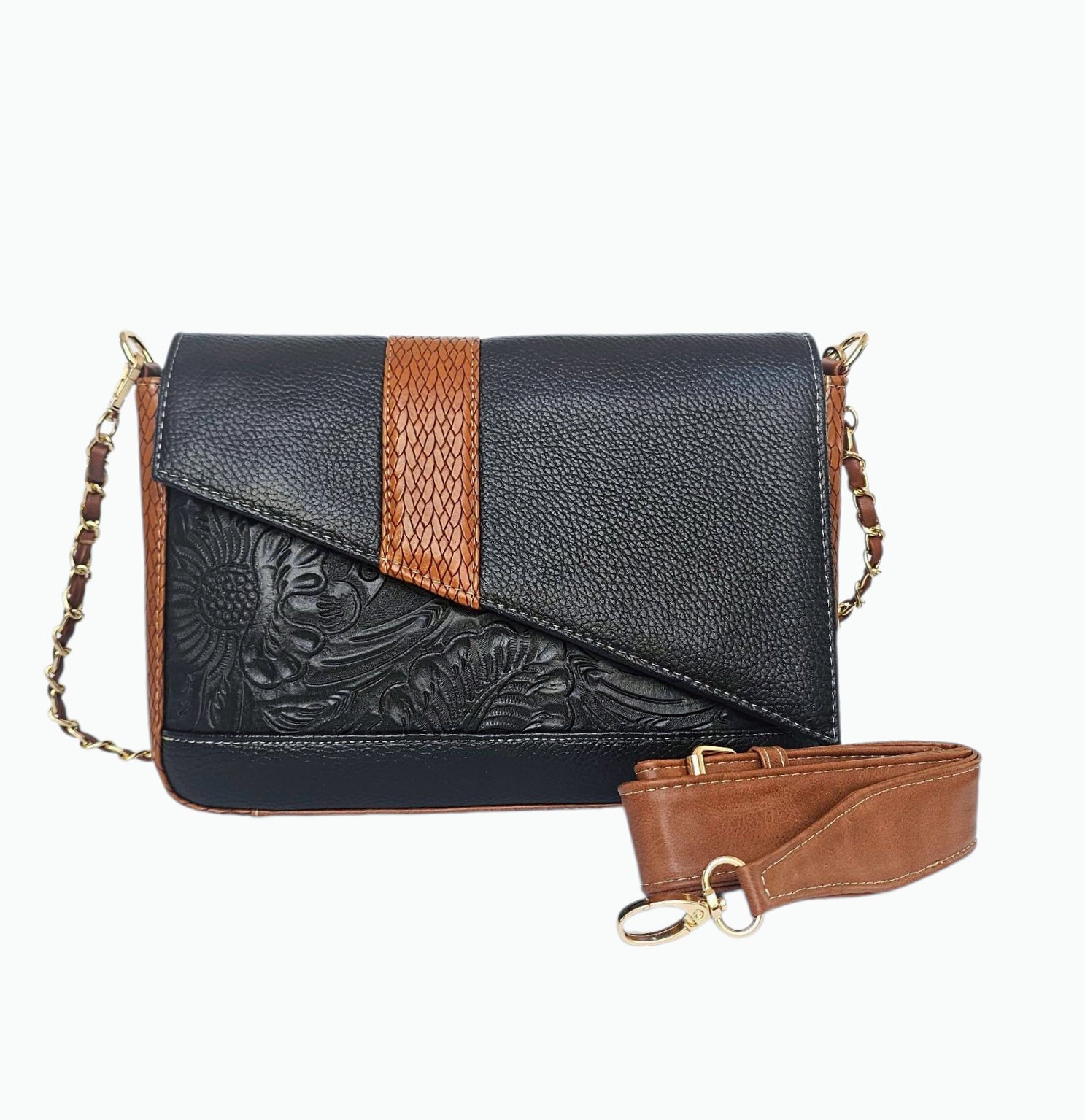 The Marquesa Crossbody Bag - Brown by MBH Leather, product view 2