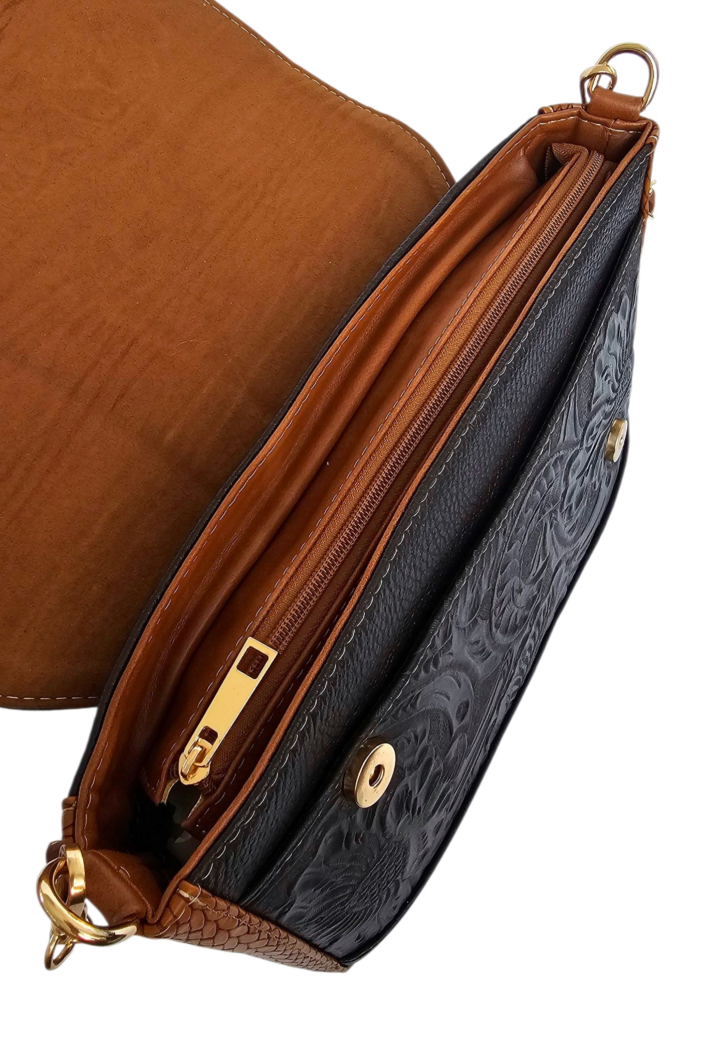 The Marquesa Crossbody Bag - Brown by MBH Leather, product view 3