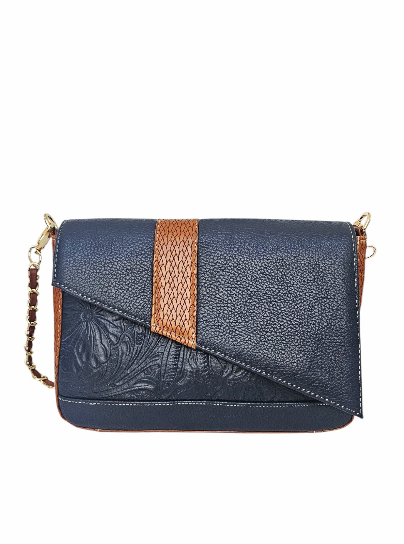 The Marquesa Crossbody Bag - Navy by MBH Leather, product view 1