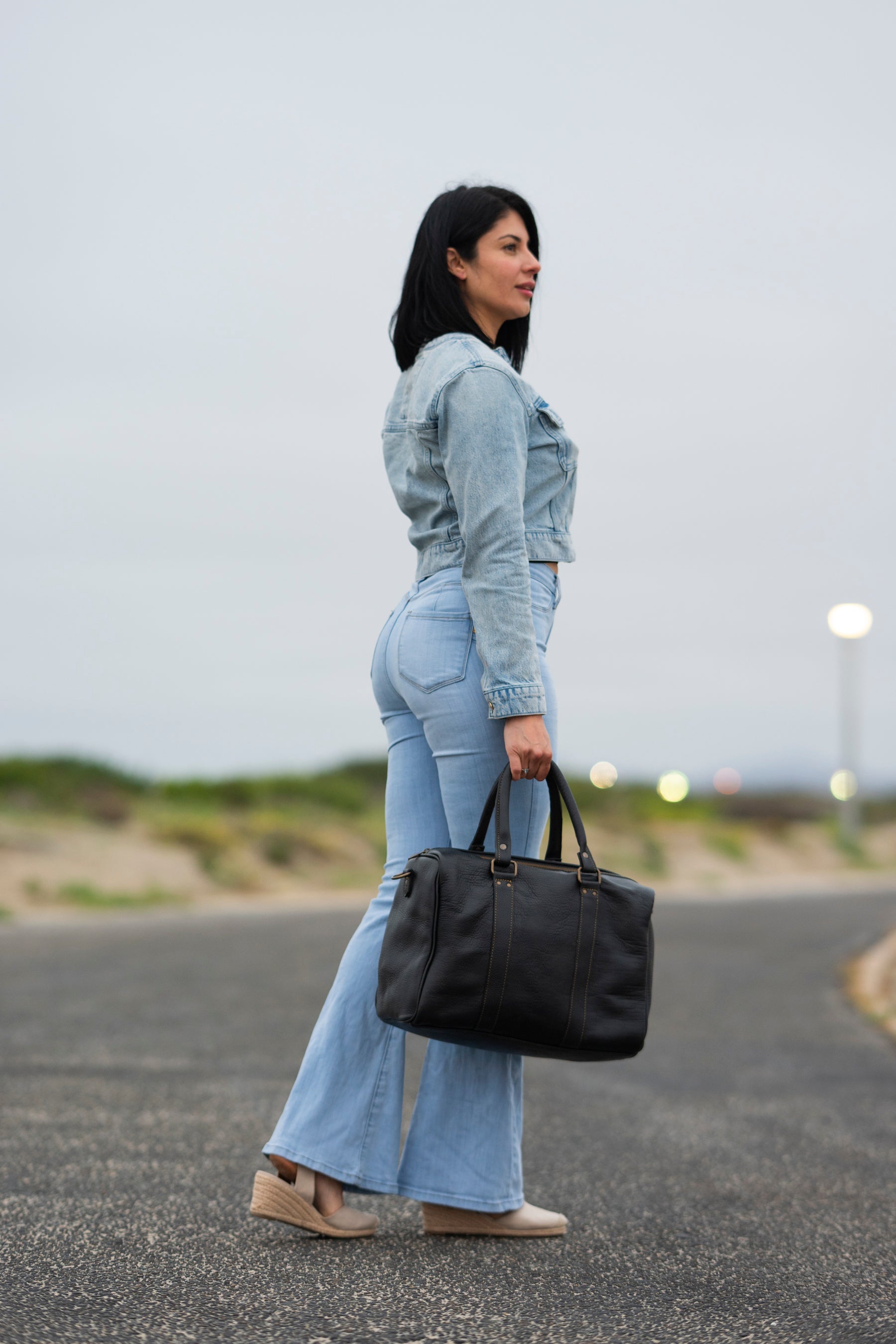 The Montclaire Weekender Travel Bag- Black by MBH Leather, product view 5