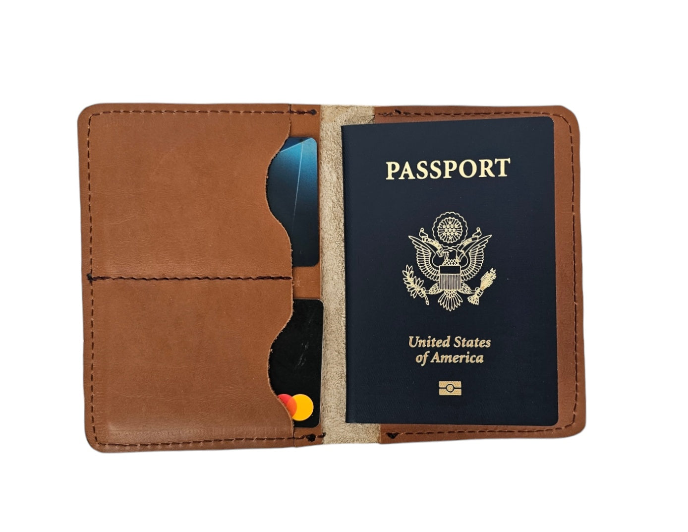 The Traveler Leather Passport Wallet - Brown by MBH Leather, product view 2