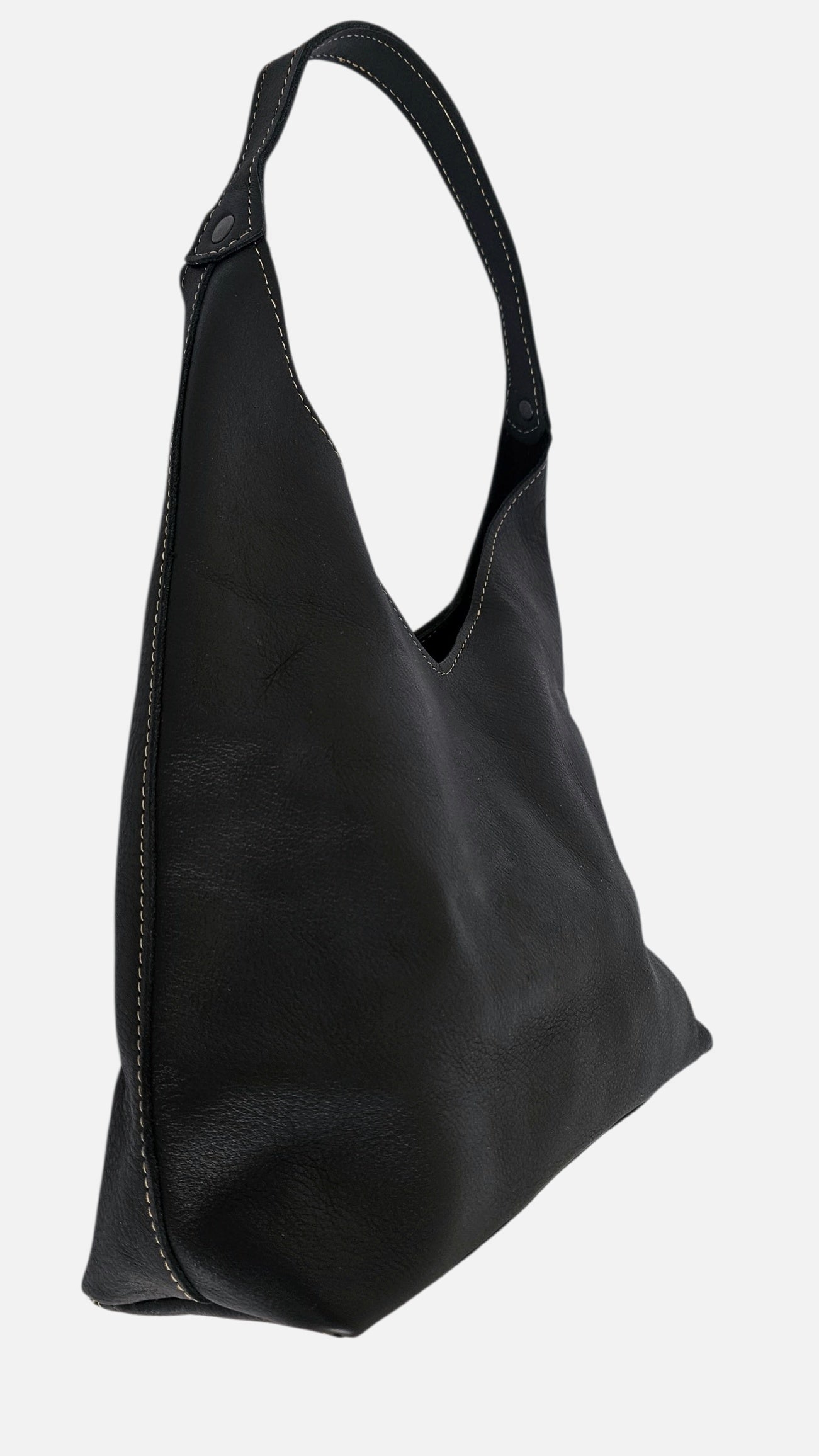 The Verona Classic Shoulder Bag - Black by MBH Leather, product view 2