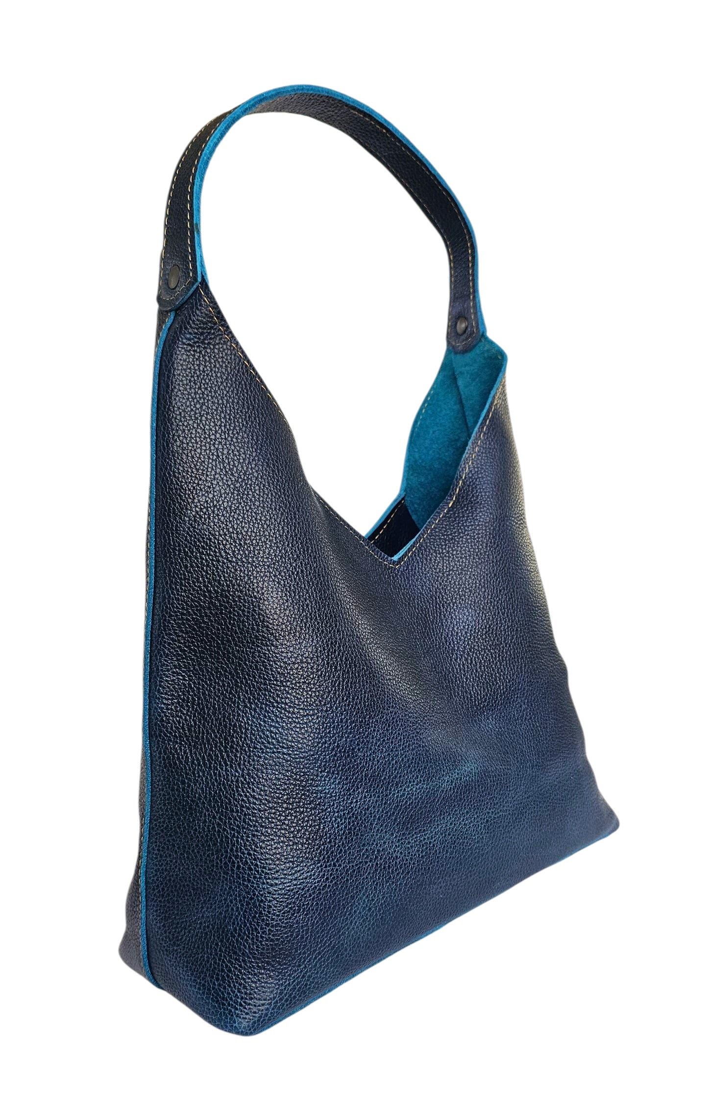The Verona Classic Shoulder Bag - Indigo by MBH Leather, product view 2