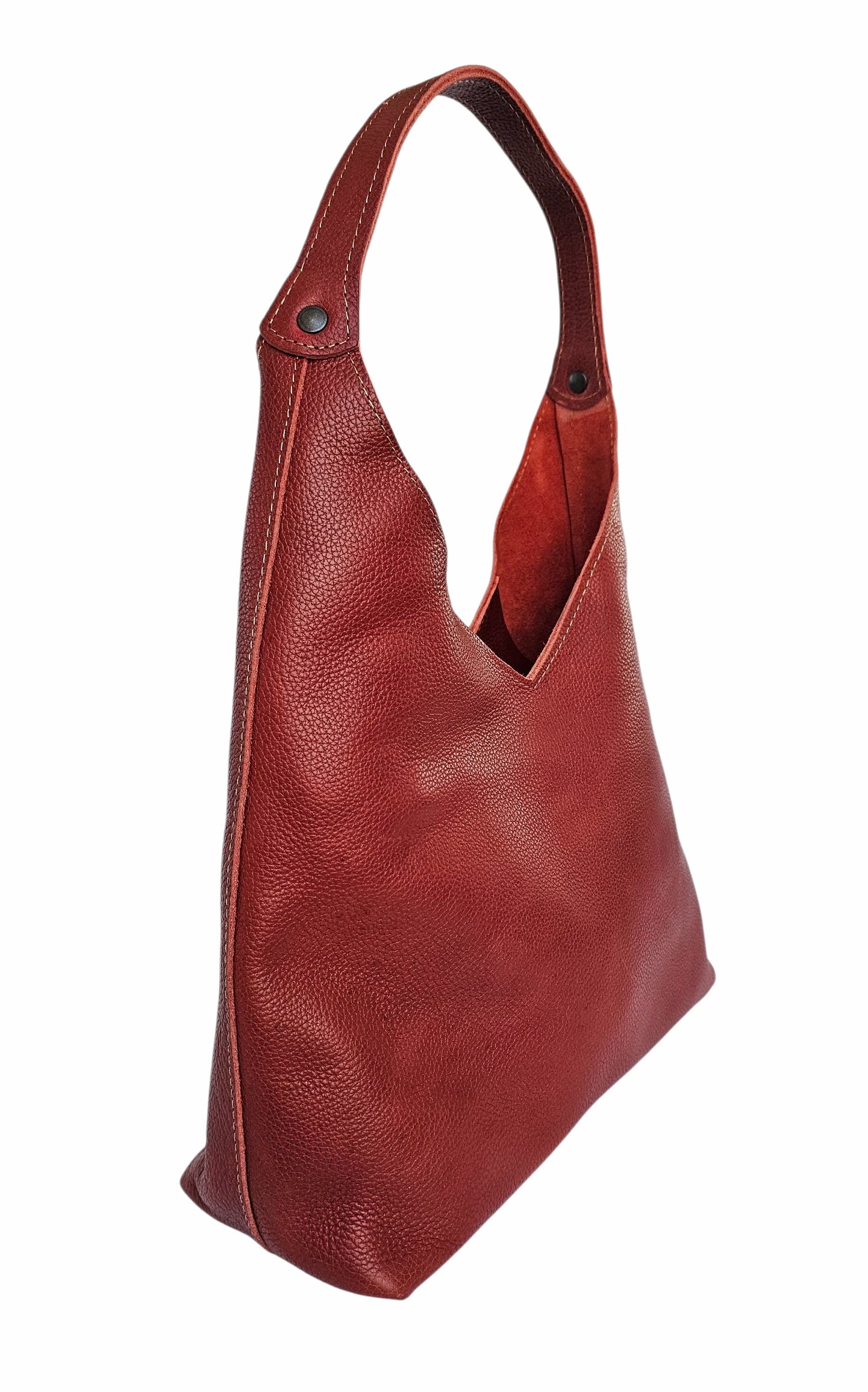The Verona Classic Shoulder Bag - Mahogany by MBH Leather, product view 2