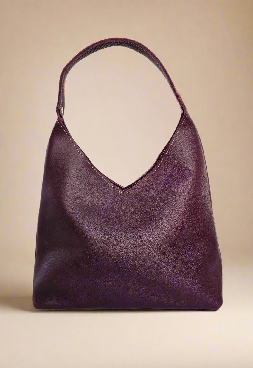 The Verona Classic Shoulder Bag - Violet by MBH Leather, product view 1