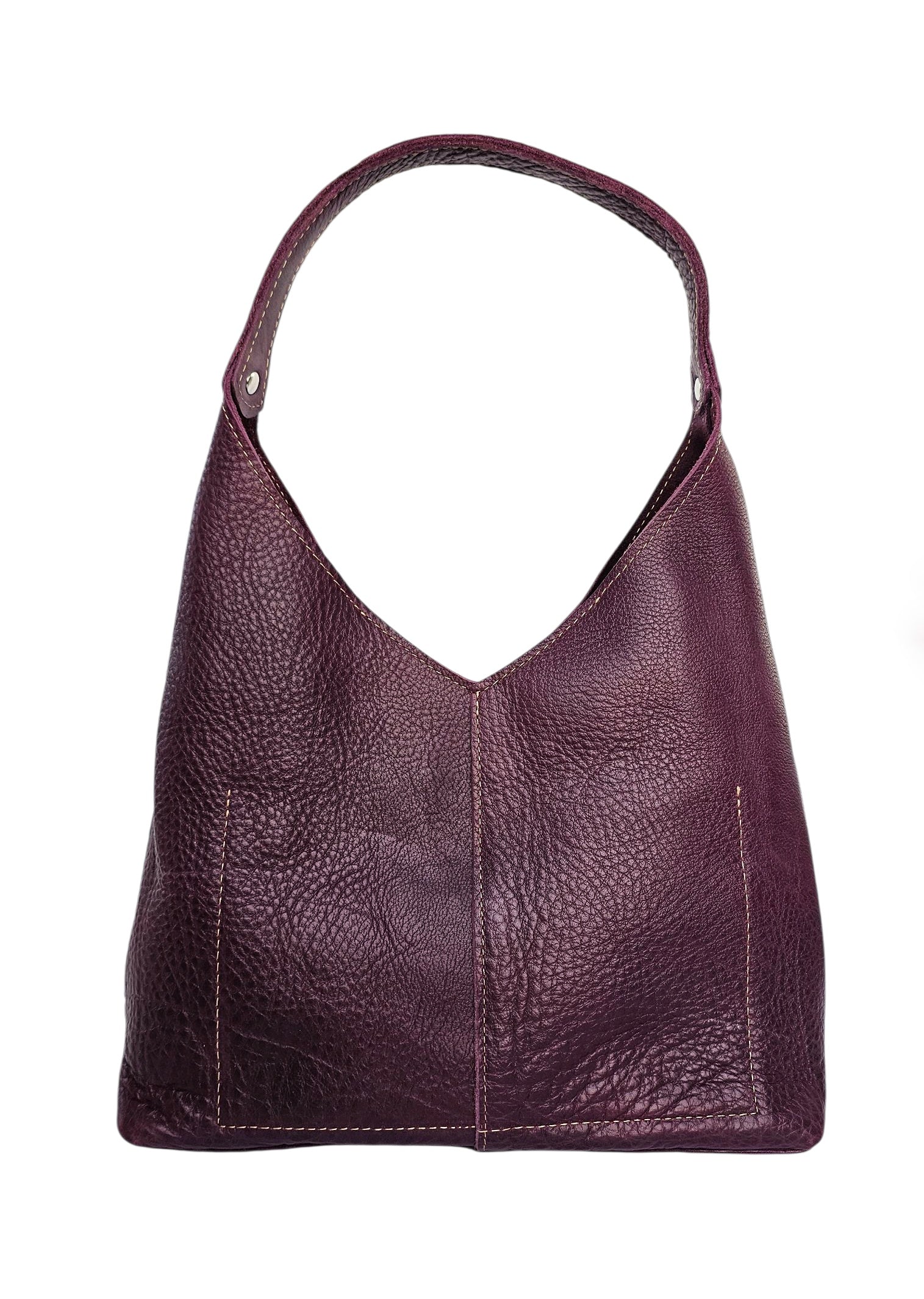 The Verona Classic Shoulder Bag - Violet by MBH Leather, product view 3