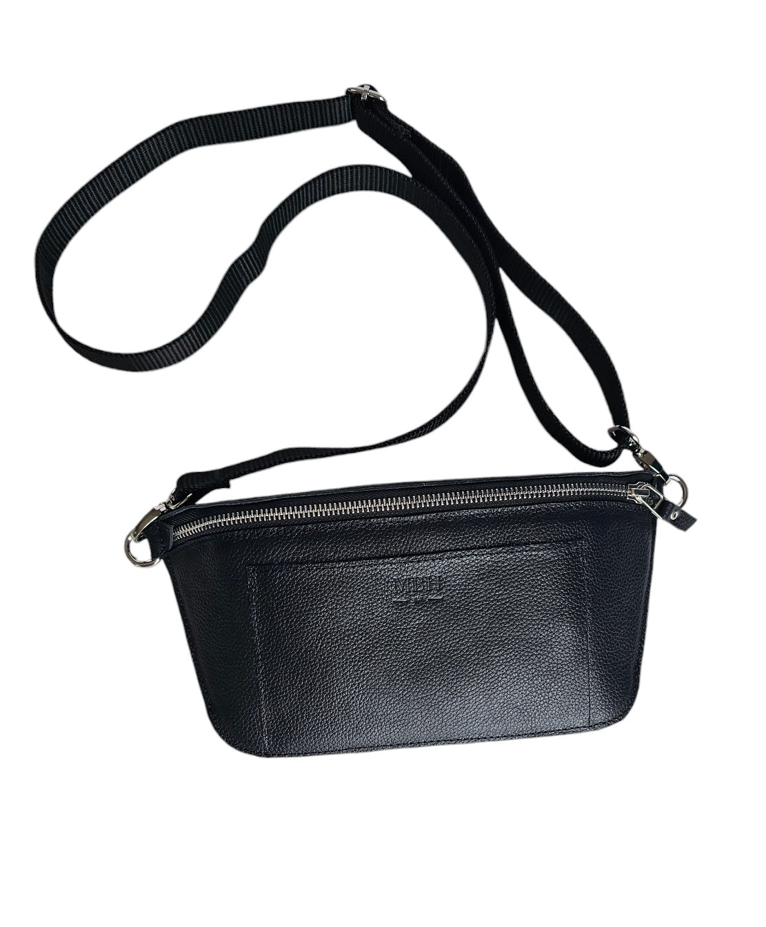 The Voyager Crossbody Sling Bag - Black by MBH Leather, product view 2