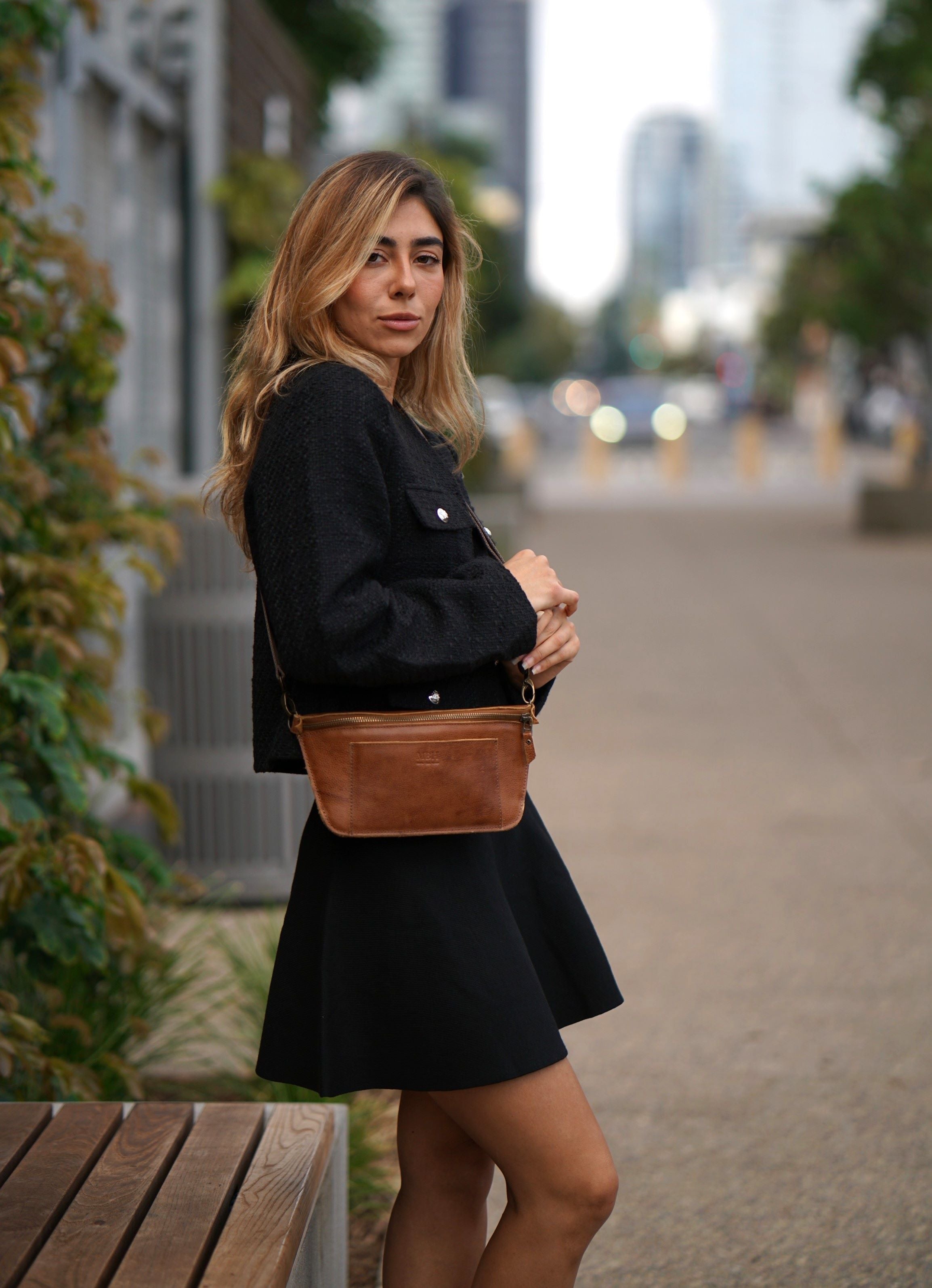 The Voyager Crossbody Sling Bag - Brown by MBH Leather, product view 1