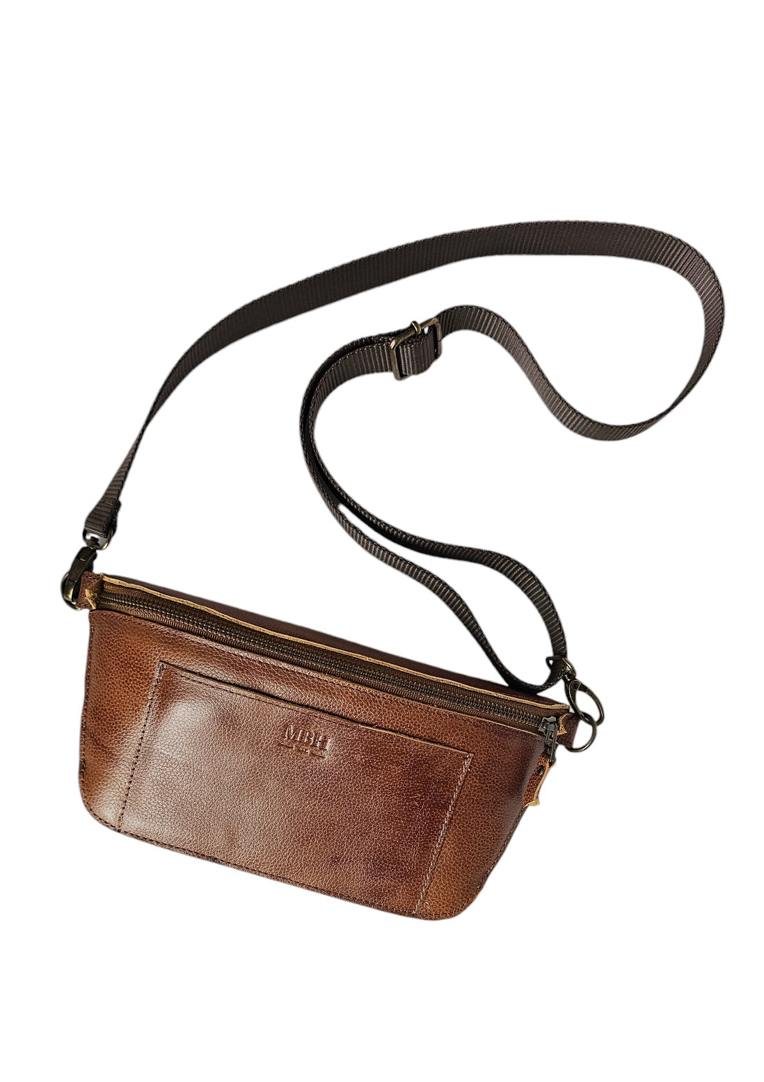 The Voyager Crossbody Sling Bag - Brown by MBH Leather, product view 3