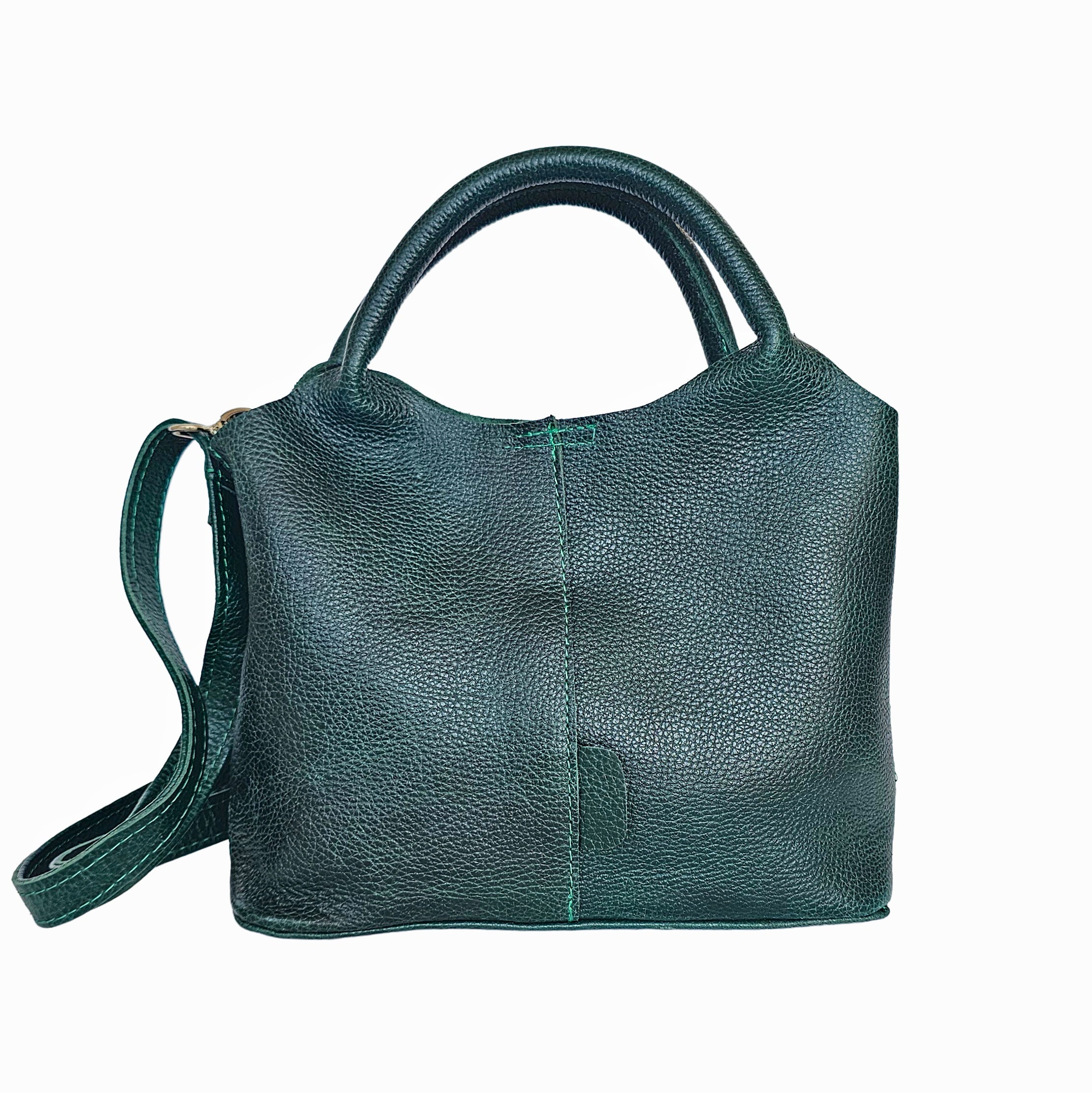 Valencia Leather Crossbody Bag- Green by MBH Leather, product view 1