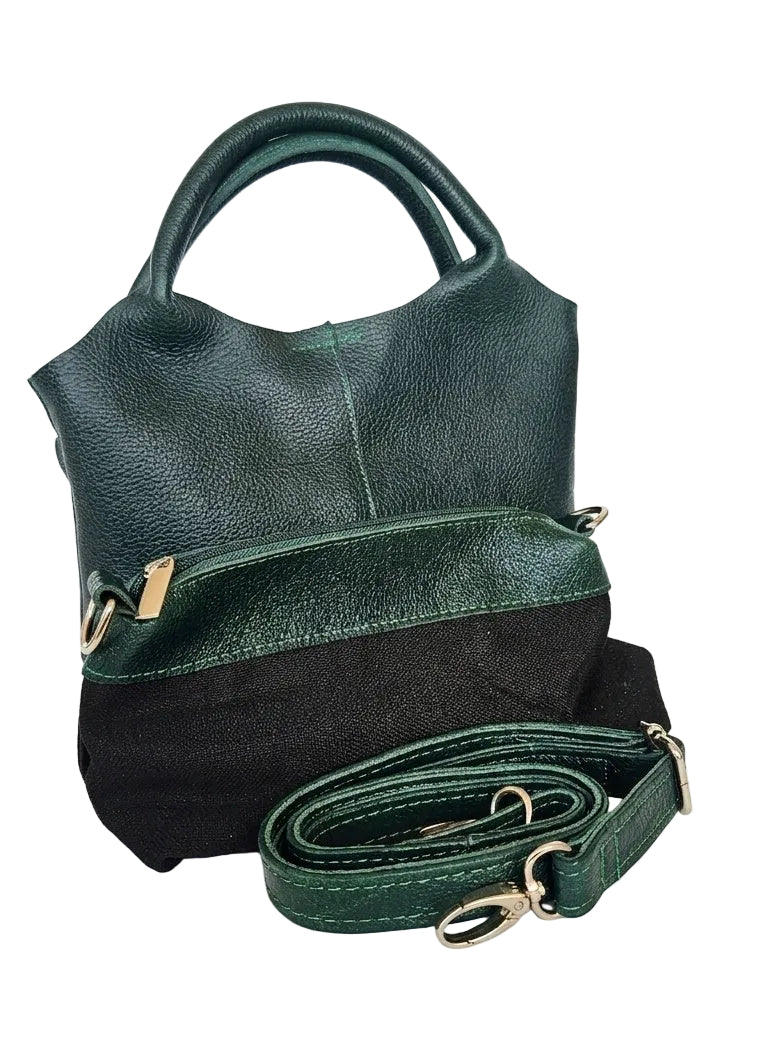 Valencia Leather Crossbody Bag- Green by MBH Leather, product view 2