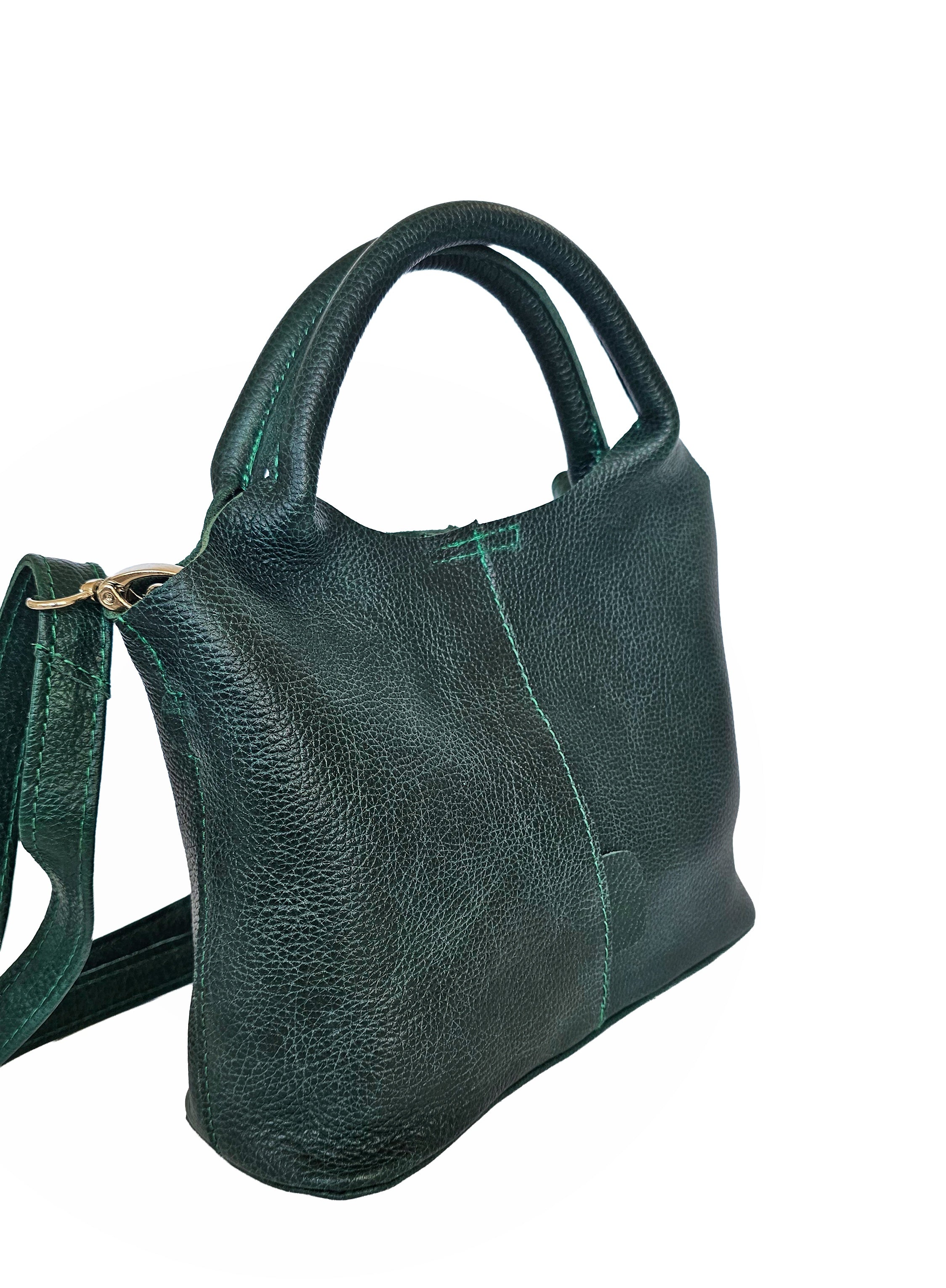 Valencia Leather Crossbody Bag- Green by MBH Leather, product view 4