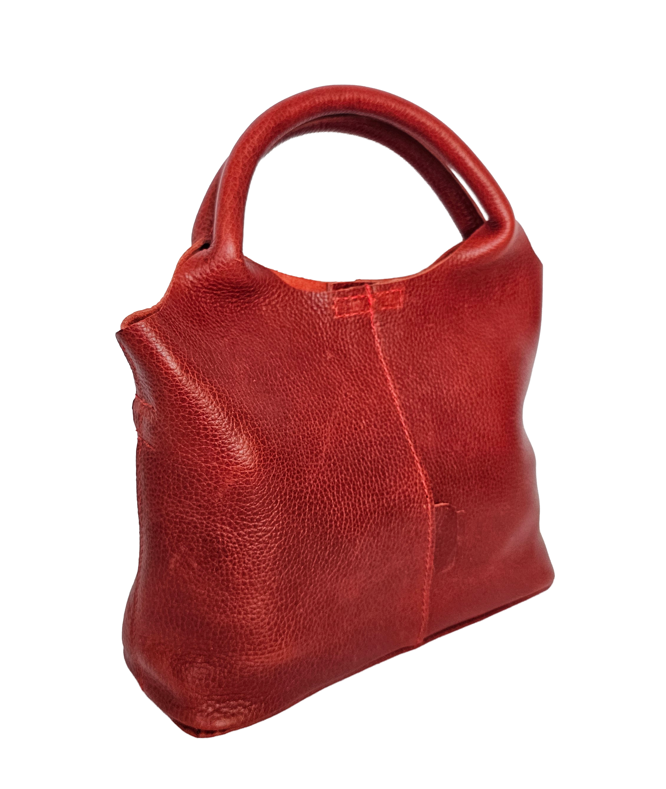 Ruby genuine leather tote in true red, front view