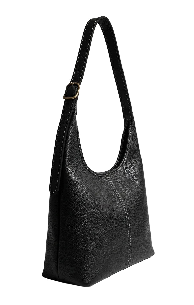 Verona Buckle Shoulder Purse – Black by MBH Leather, product view 2
