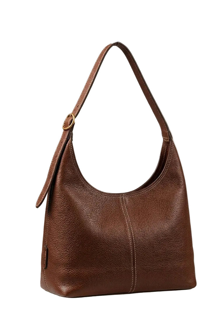 Verona Buckle Shoulder Purse – Chestnut by MBH Leather