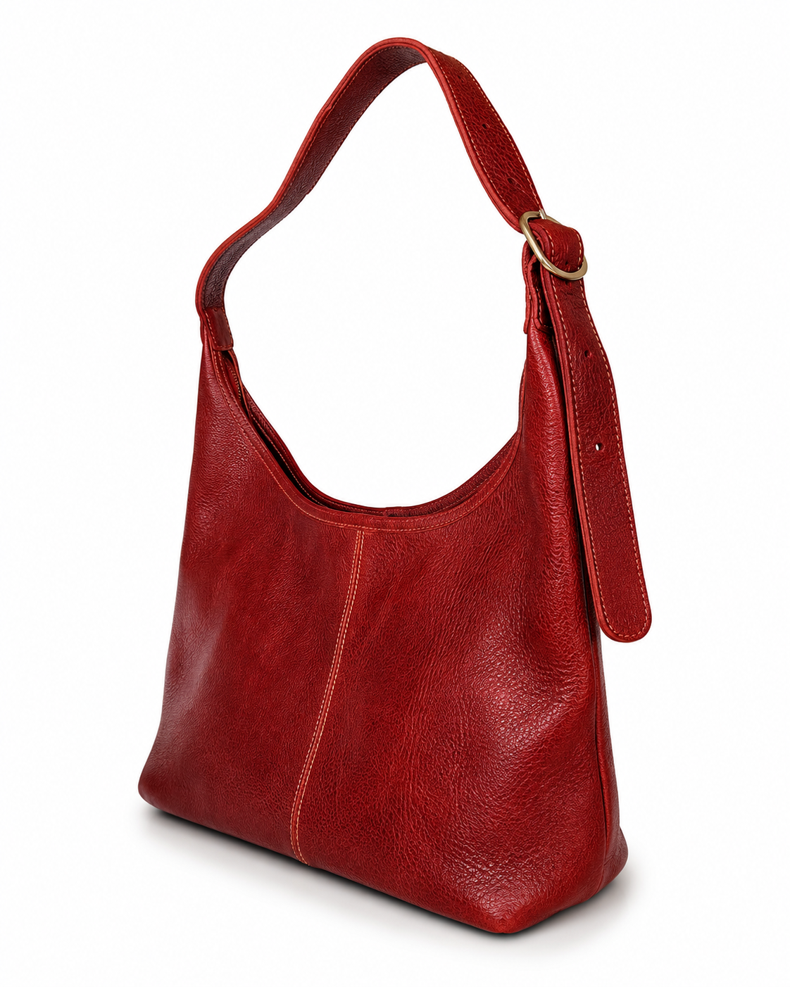 Verona Buckle Shoulder Purse – Crimson Red by MBH Leather, product view 1
