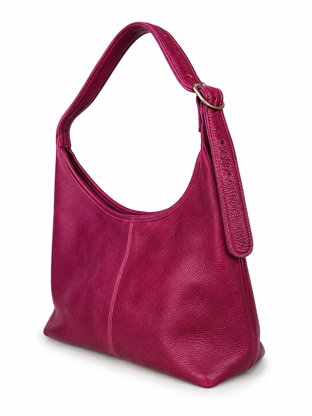 Verona Buckle Shoulder Purse – Fuchsia Rose by MBH Leather, product view 2