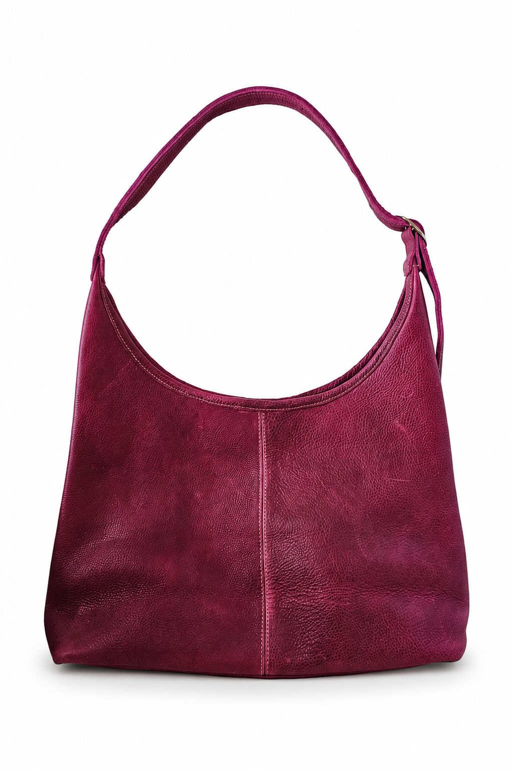 Verona Buckle Shoulder Purse – Fuchsia Rose by MBH Leather, product view 3