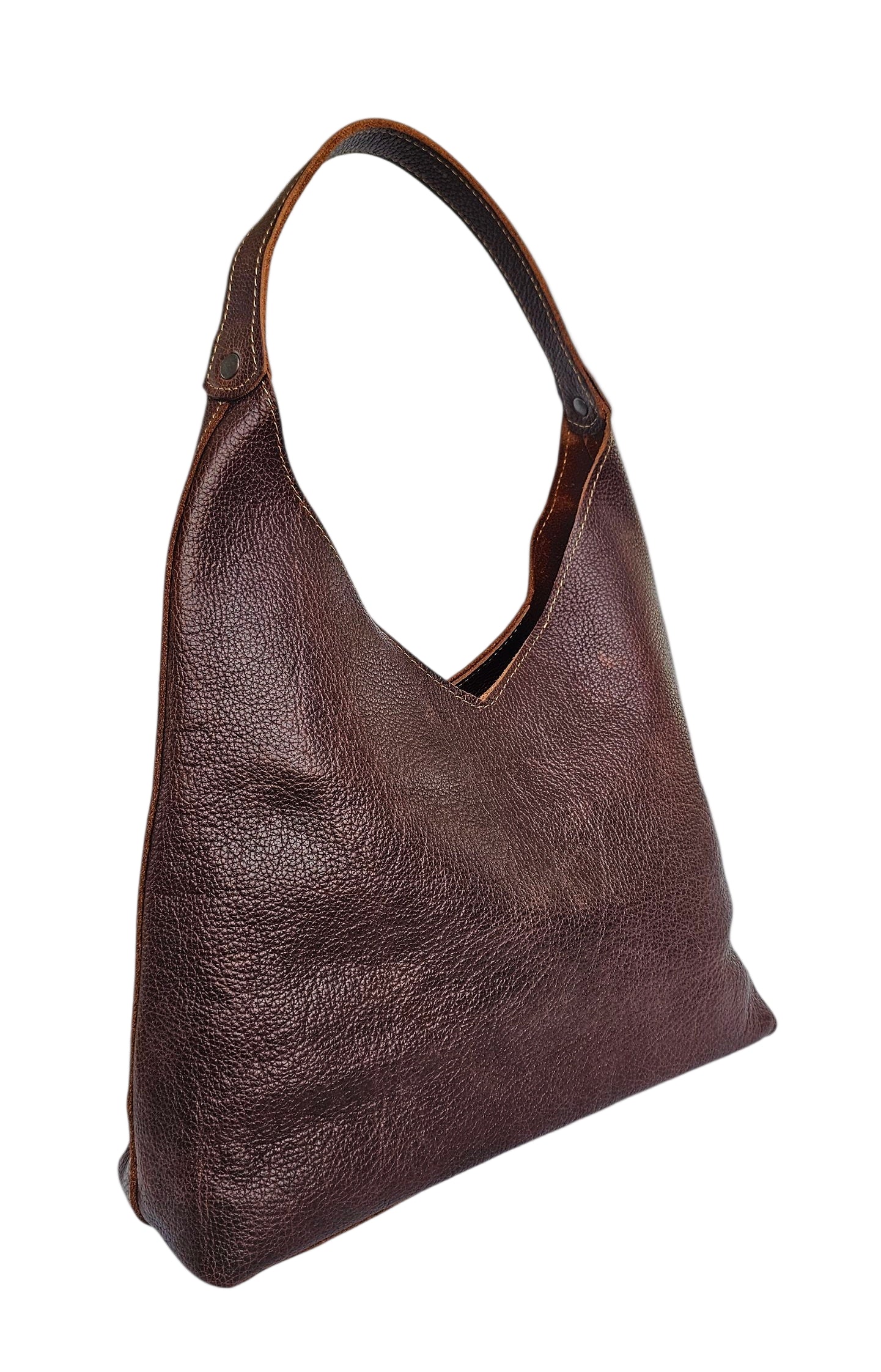 Verona Classic Shoulder Bag – Chestnut by MBH Leather, product view 2