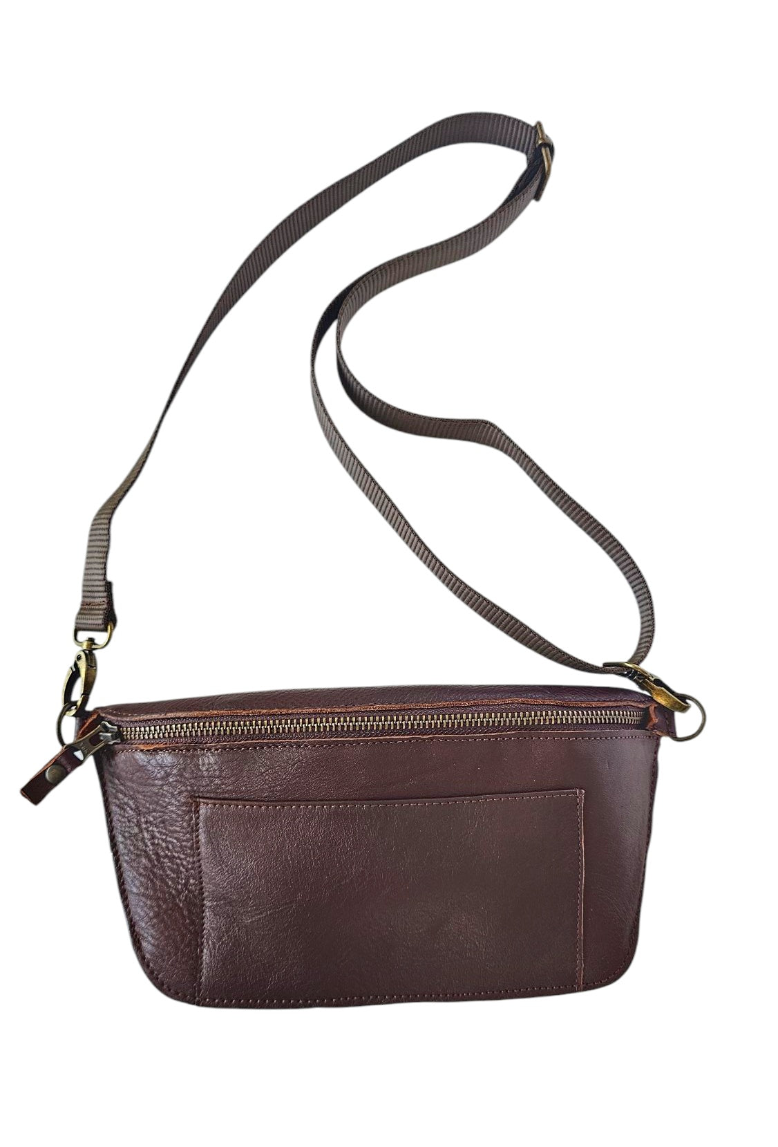 Voyager Sling Crossbody Bag - Dark Brown by MBH Leather, product view 1