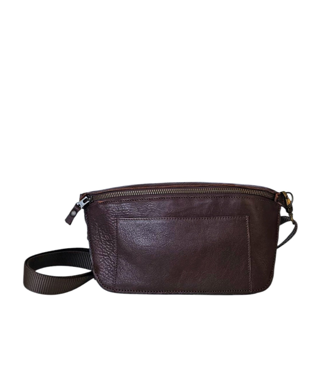 Voyager Sling Crossbody Bag - Dark Brown by MBH Leather, product view 2