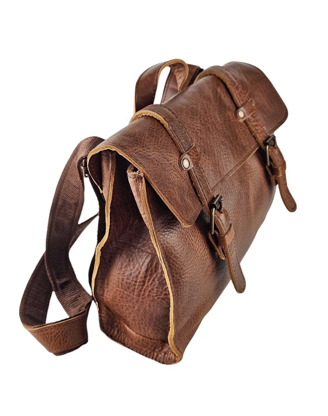 stylish leather backpack made with 100% leather