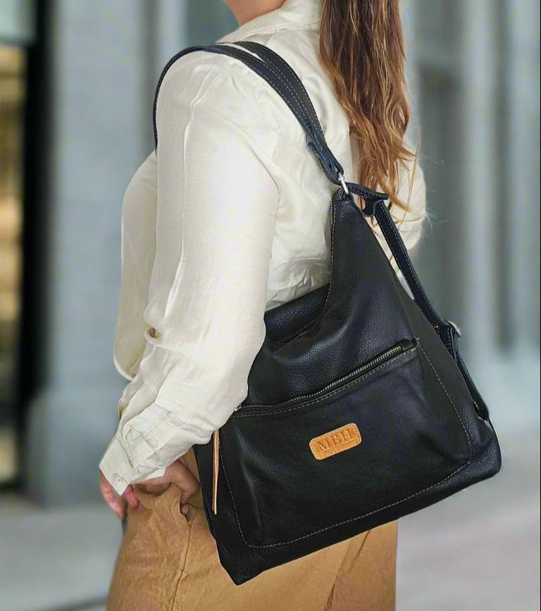 versatile leather tote and backpack women's bag